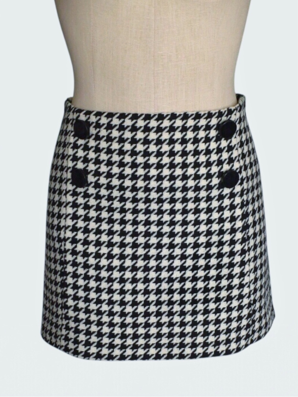 Express Houndstooth Button Mini Skirt